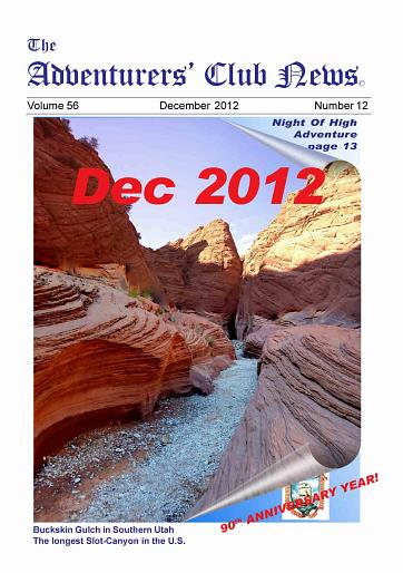 December 2012 Adventurers Club News Cover